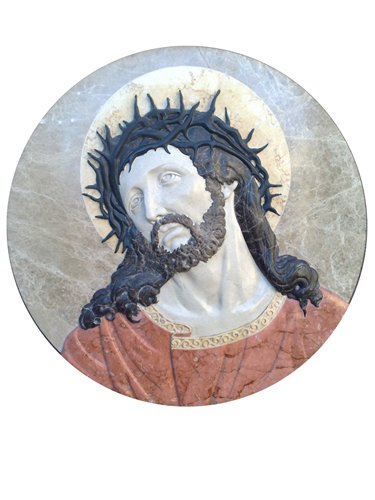 Jesus. The icon is made of different kinds of marble.